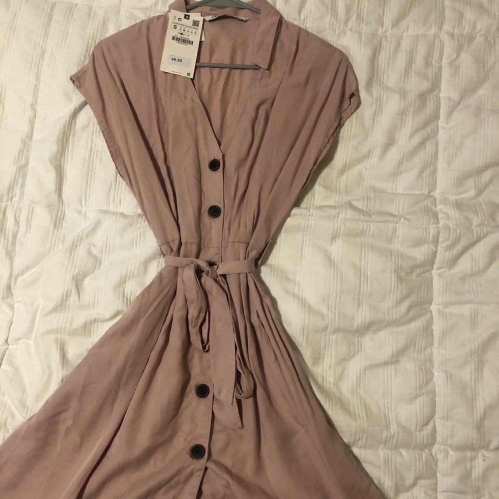 Zara Blush short sleeves dress NWT